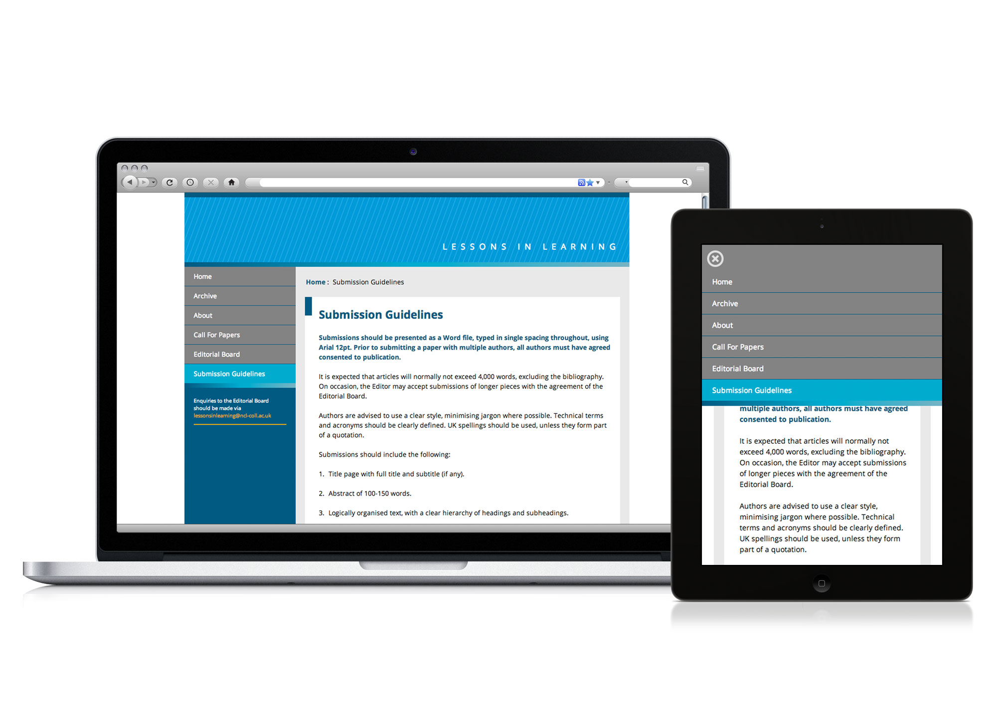 other pages and mobile navigation