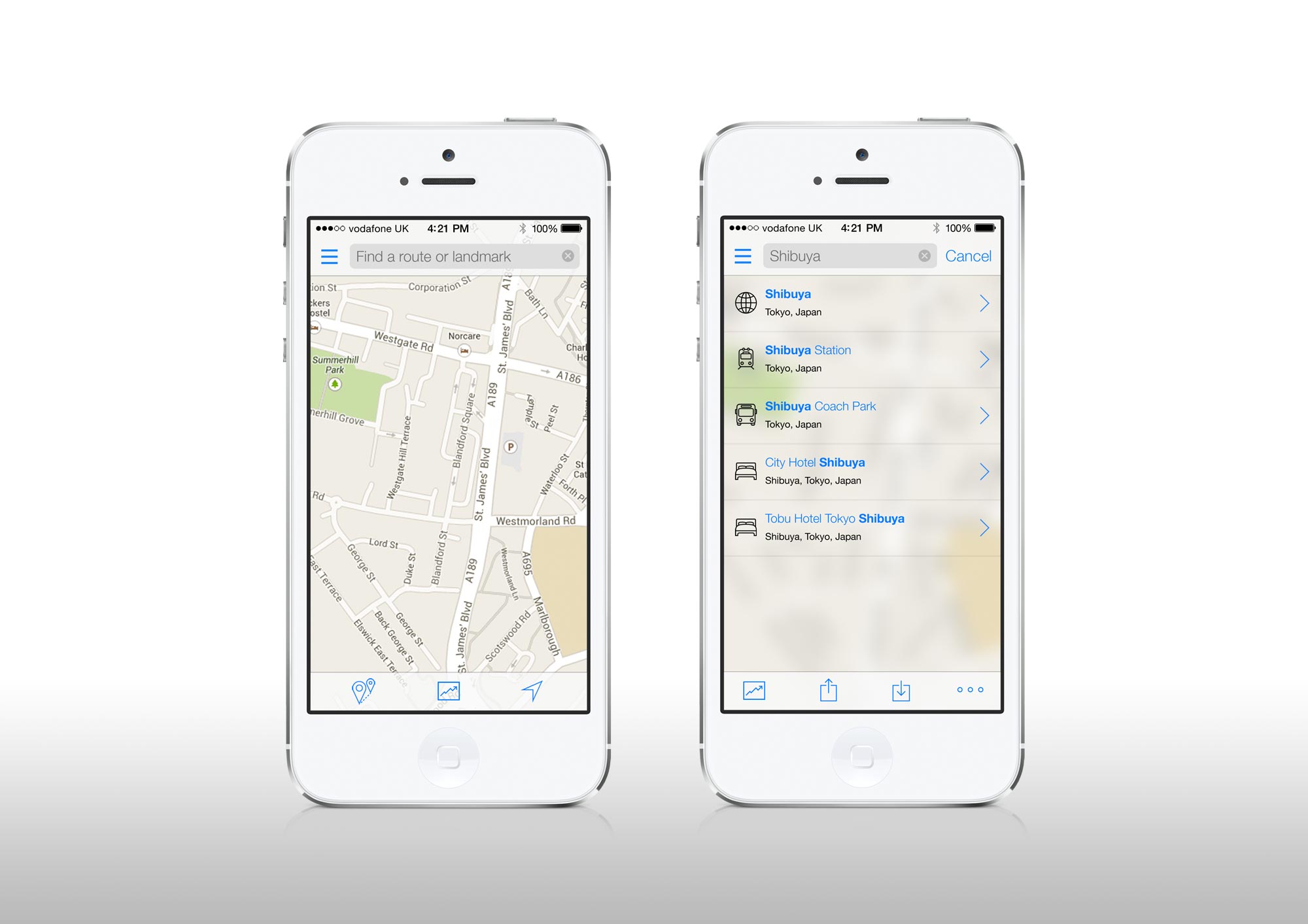 map and search results