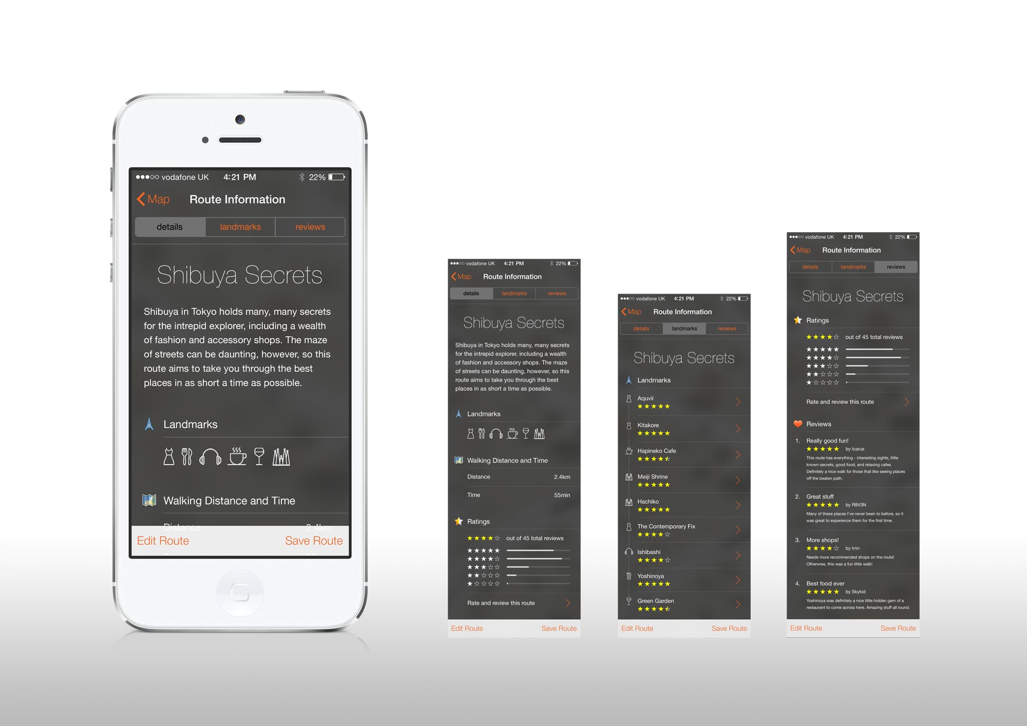 route information displays - mobile versions